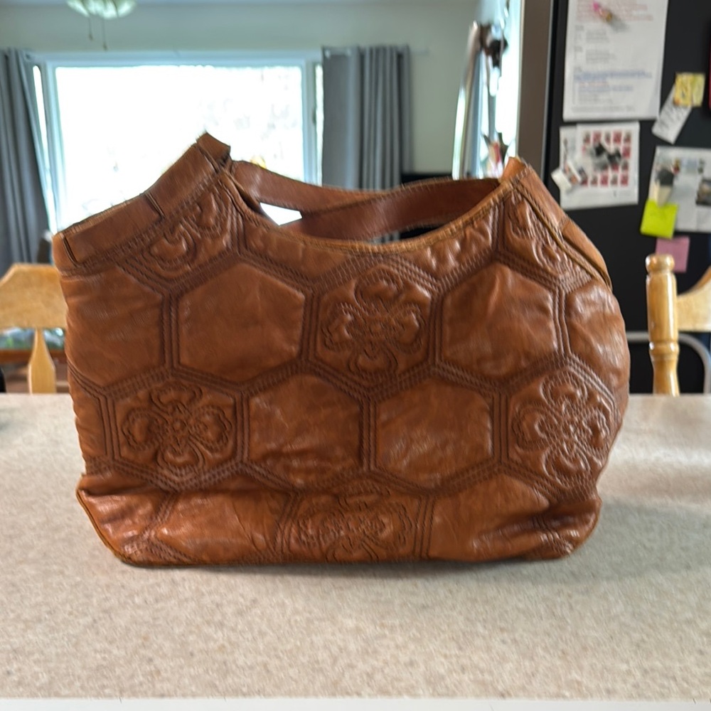 Lucky Brand Brown Hobo Bag with Textured Leather